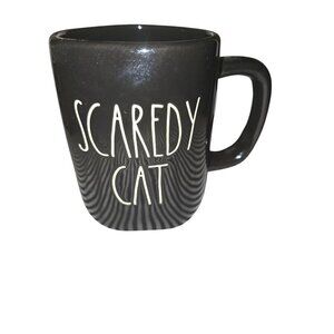 Rae Dunn Halloween Scaredy Cat Black Coffee Mug